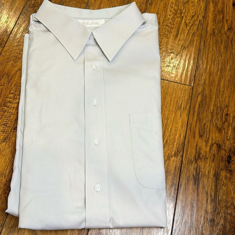 Men's Gold Label Light gray Dress Shirt 19 36/37 Big